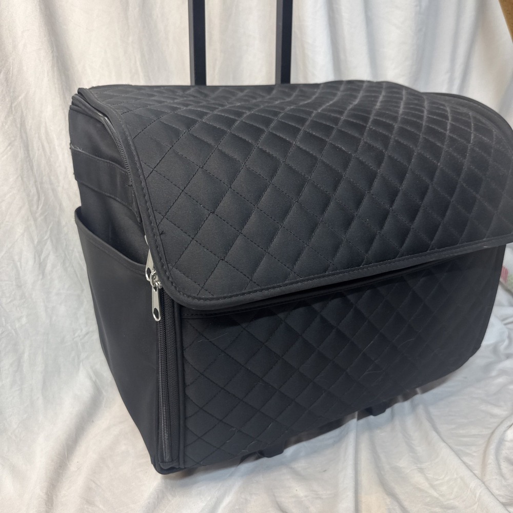 Rolling Sewing Machine Bag Case Quilted Black Travel Pockets Padded 🔥